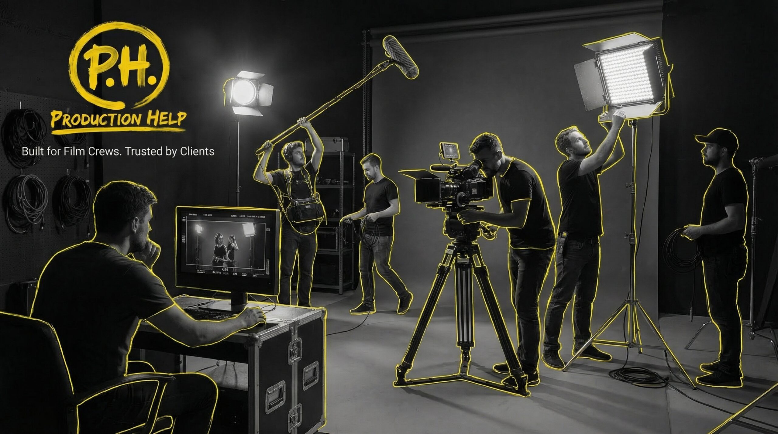 Professional video production crew on set — ProductionHelp.io