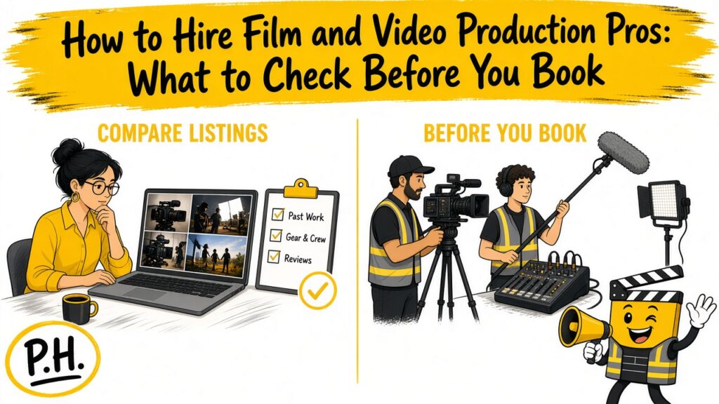 Compare listings and check crew details before you hire film and video production pros. ProductionHelp illustrated guide.