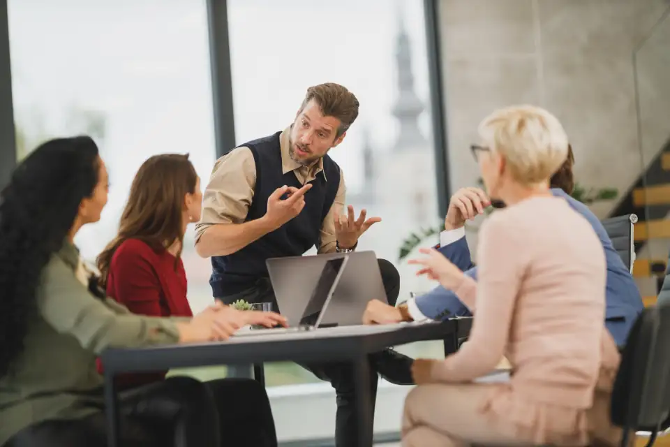 Team meeting around a conference table