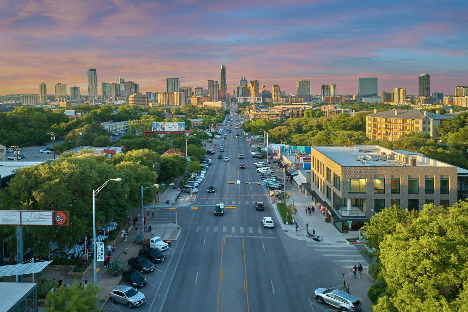 Looking down South Congress Avenue toward downtown Austin