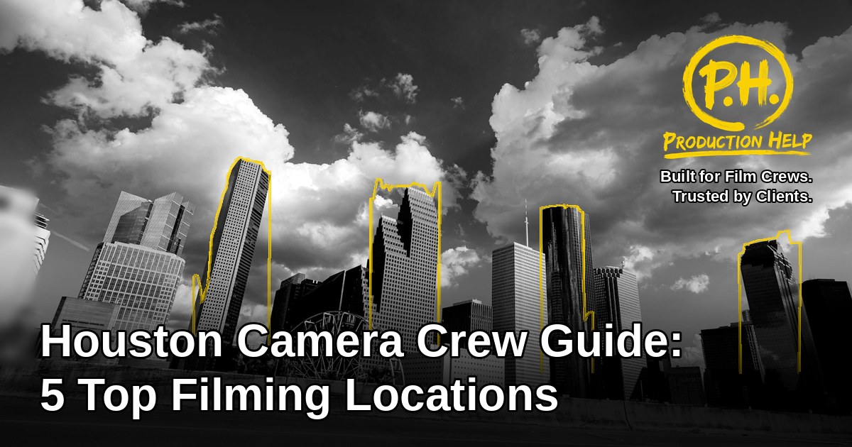 Houston skyline illustration for camera crew filming locations guide