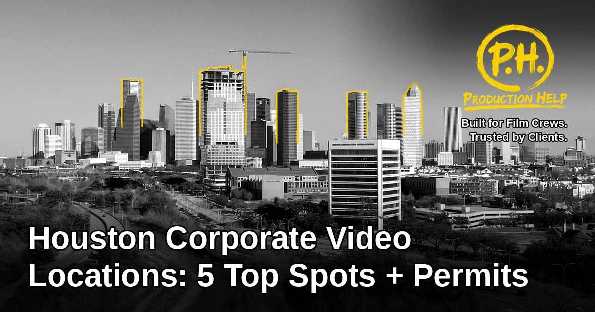 Houston skyline illustration for corporate video filming locations guide